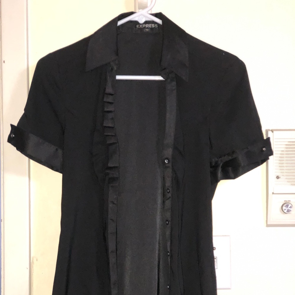 Short-sleeved black button down shirt from express